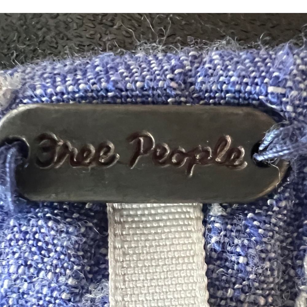 Free People Blue White Striped Smocked‎ Midi Dress Sleeveless Ruffle Pockets XS - Picture 10 of 10